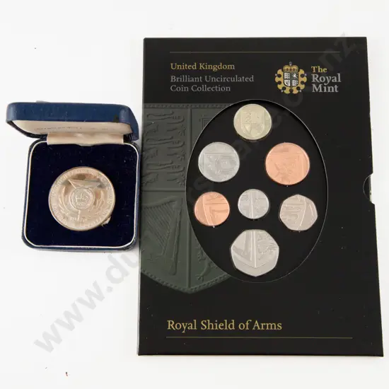 UK 1970 Commonwealth Games Scotland Silver Medal and 2008 7 Coin Unc Collection
