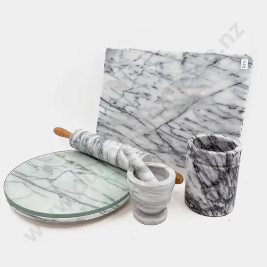 Five Pieces of Marble Kitchenware
