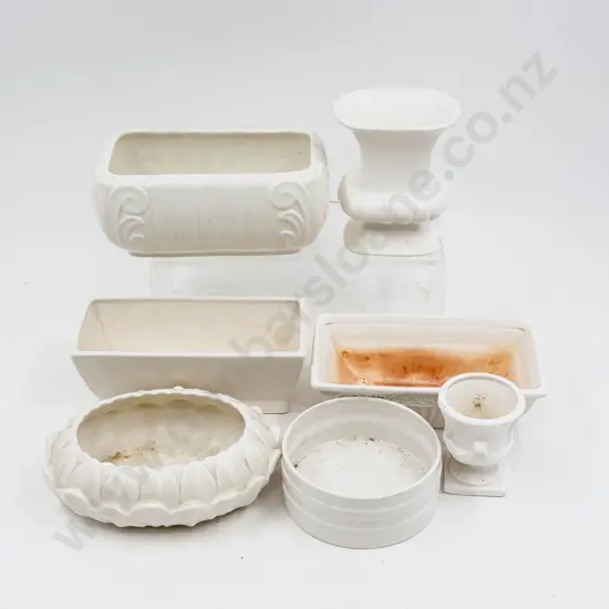 Quantity of Assorted White Glazed Flower Troughs & Vases