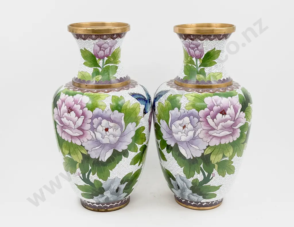 Pair of Large Cloisonne Vases Image 1++