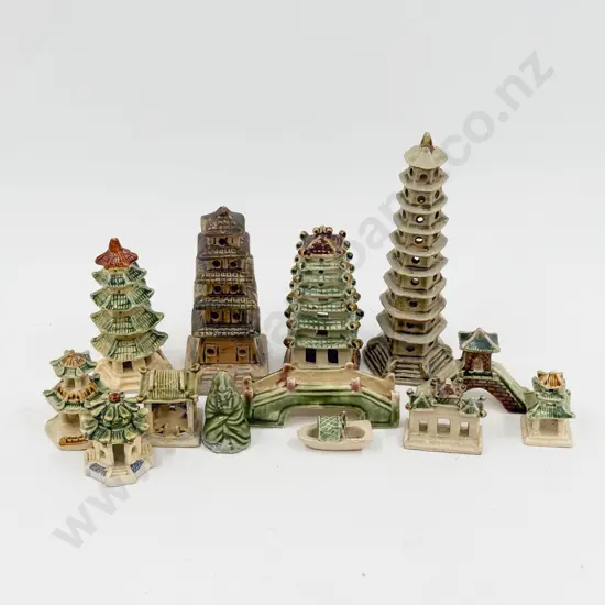 Small Quantity of Assorted Miniature Mid C20th Architectural Ornaments incl Pagodas etc