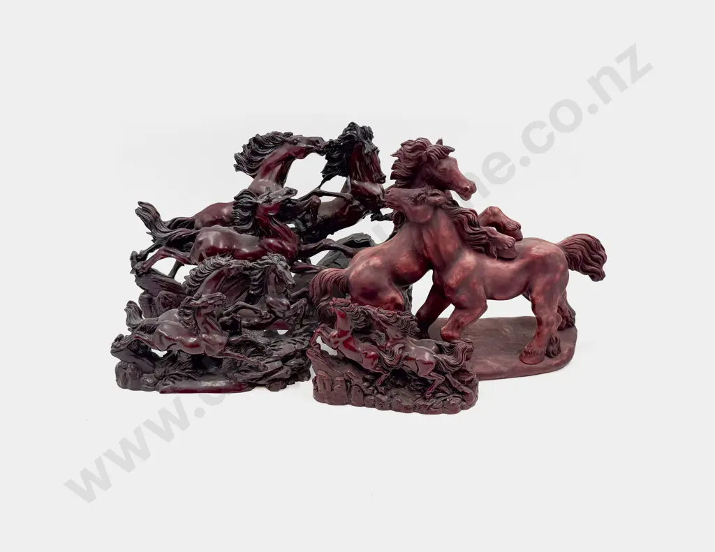 Four Assorted Resin Horse Figure Groups Image 1++