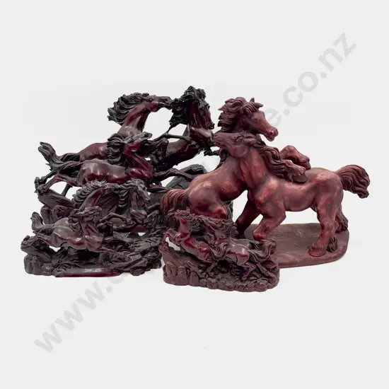 Four Assorted Resin Horse Figure Groups