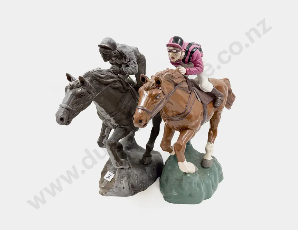 Near Pair of Horse & Jockey Ornaments Image 1++