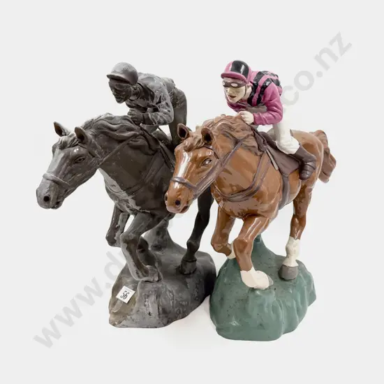 Near Pair of Horse & Jockey Ornaments