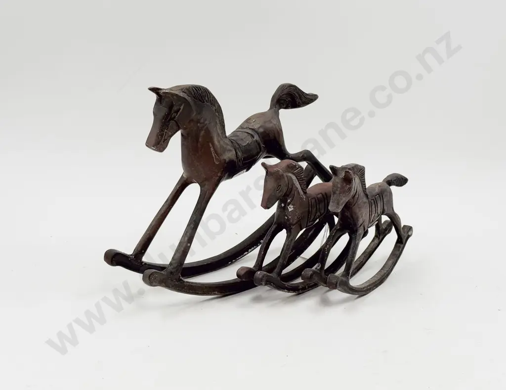 Pair of Vintage Small Rocking Horse Together With Larger Example Image 1++