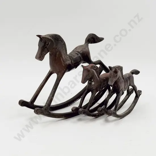 Pair of Vintage Small Rocking Horse Together With Larger Example