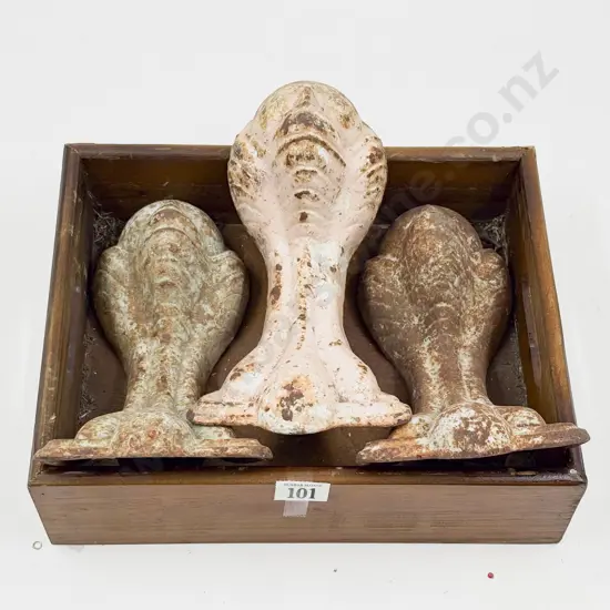 Three Vintage Wrought Metal Claw & Ball Bath Feet