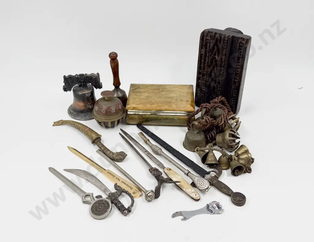 Vintage Batik Pattern Stamp & Assorted Metalware Image 1++