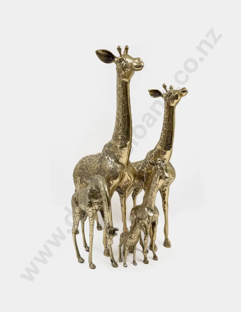 Graduated Set of Five Brass Giraffes Image 1++