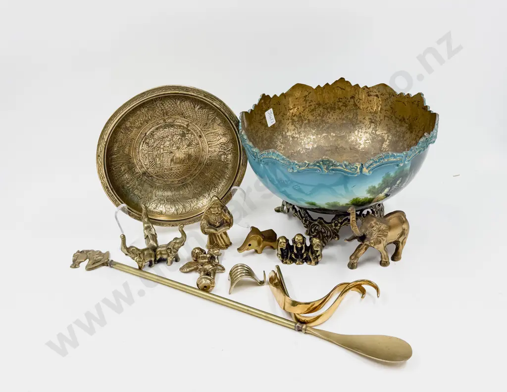 Decorative Brass Bowl With Assorted Animal Ornaments Etc Image 1++