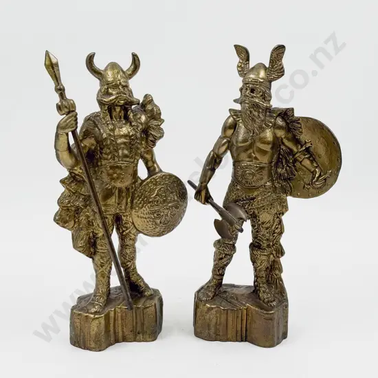 Pair of Heavy Cast Brass Viking Figures