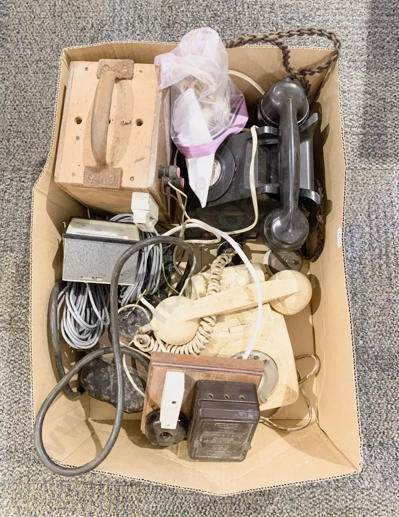 Box of Assorted Vintage Telephones Etc Image 1++