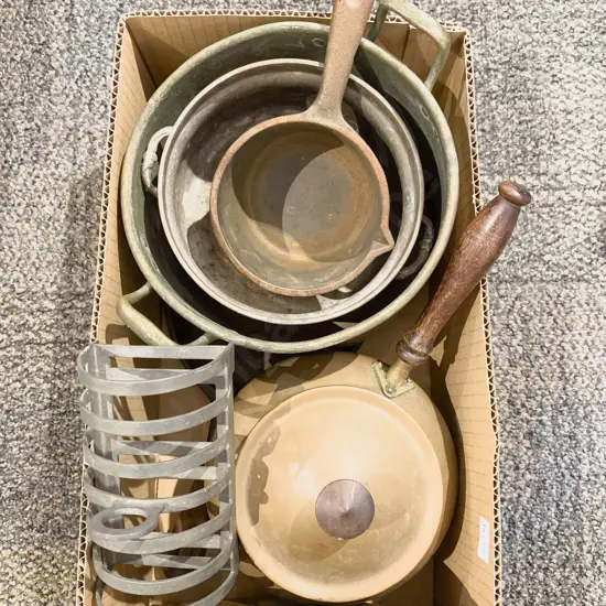 Box of Assorted Vintage Metalware