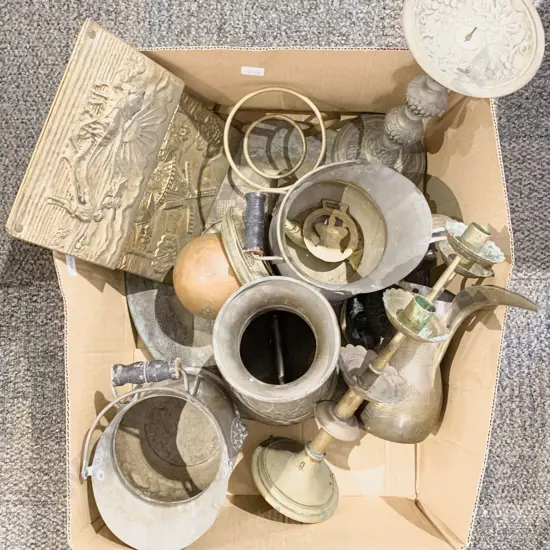 Box of Assorted Vintage Metalware