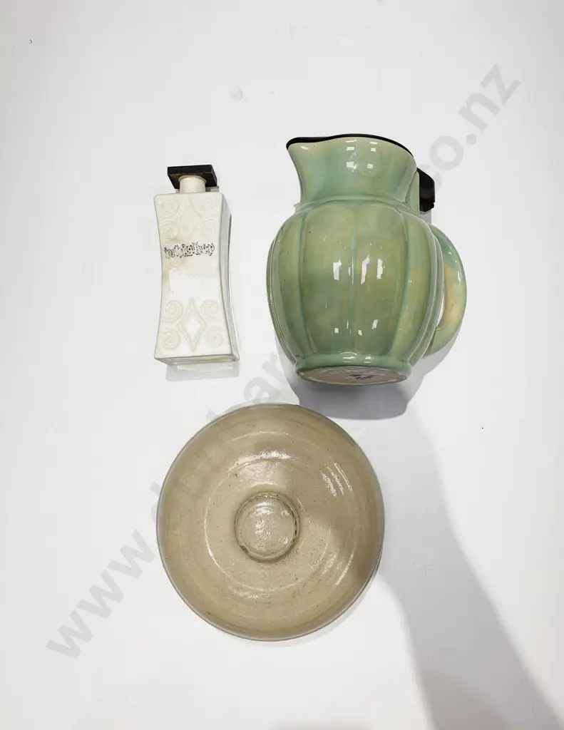 Vintage Tmuka Stoneware Kettle with Stoneware Hot Water Bottle Etc Image 1++