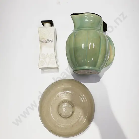 Vintage Tmuka Stoneware Kettle with Stoneware Hot Water Bottle Etc