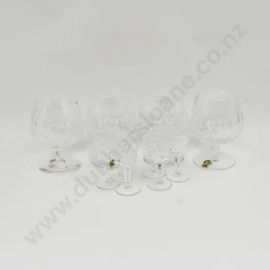 Four Waterford Crystal Brandy Balloons Together with Six Waterford Crystal Liquor Glasses
