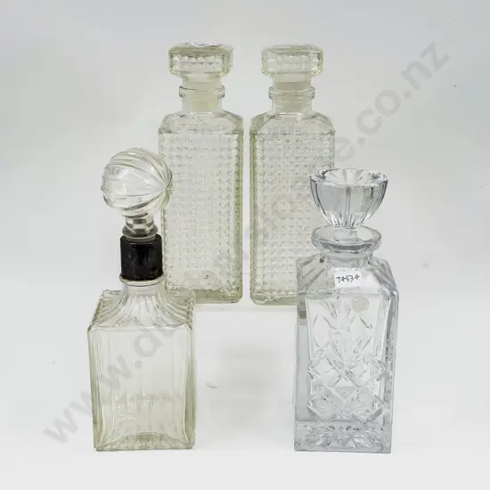 Pair of Glass Decanters & Two Other Decanters