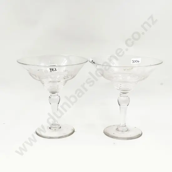 Two English Crystal Christmas Bonbon Tazzas