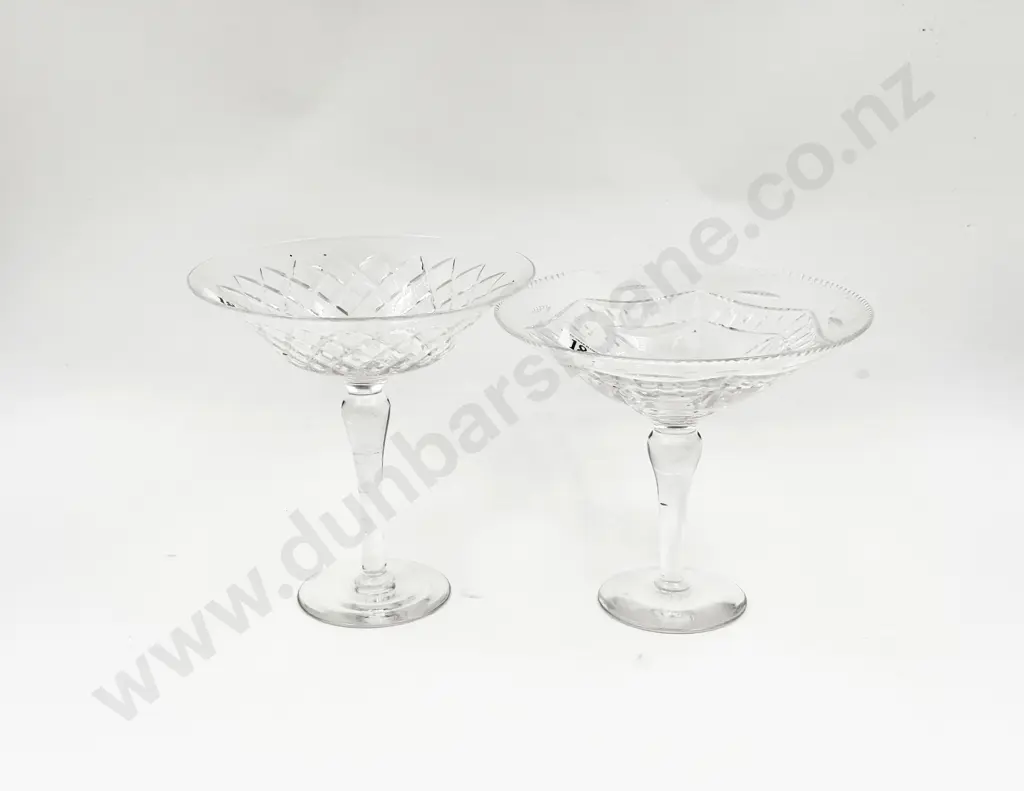 Two English Crystal Christmas Bonbon Tazzas Image 1++