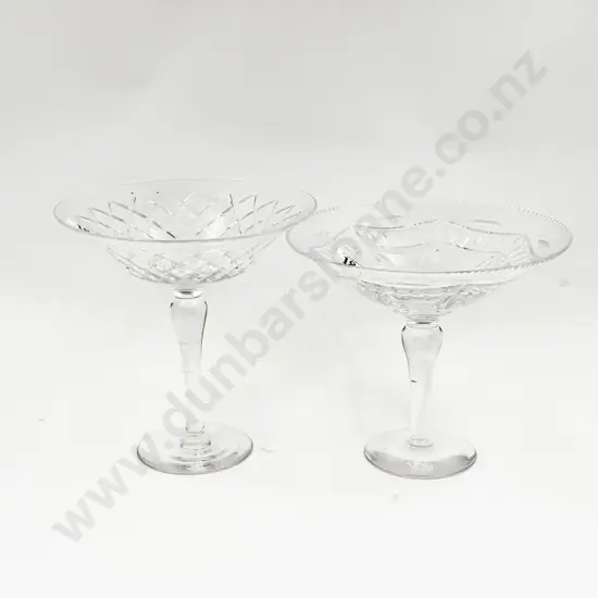 Two English Crystal Christmas Bonbon Tazzas
