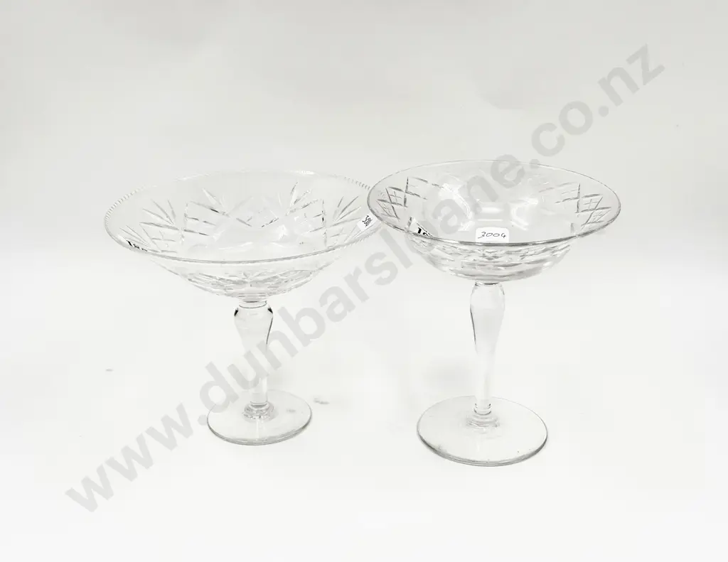 Two English Crystal Christmas Bonbon Tazzas Image 1++