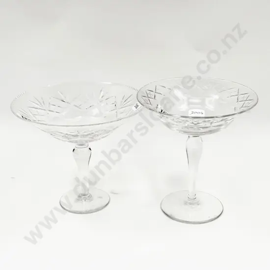 Two English Crystal Christmas Bonbon Tazzas