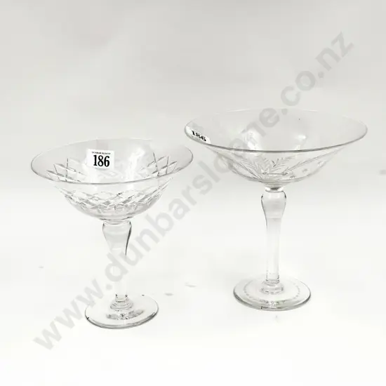 Two English Crystal Christmas Bonbon Tazzas