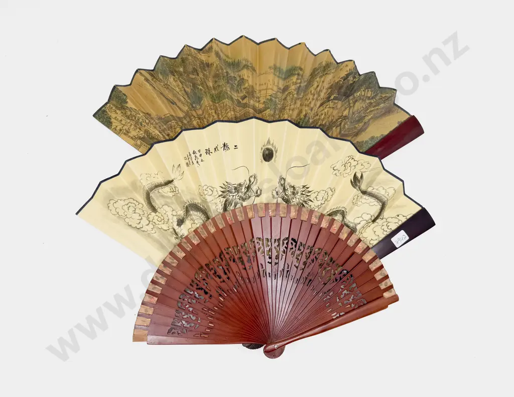 Three Assorted Decorative Fans Image 1++