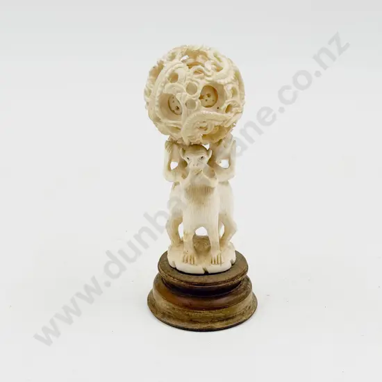 Ivory Puzzle Ball Together with Associated Stand