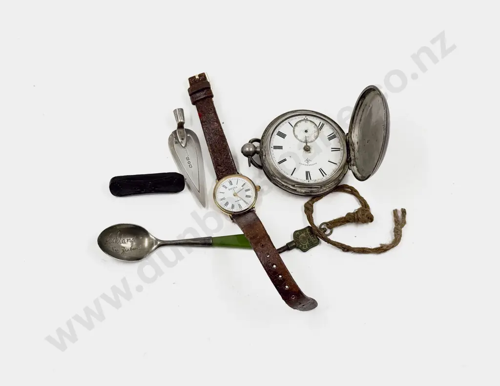 Paua & S/S Spoon Together with FOB Watch & Assorted Image 1++