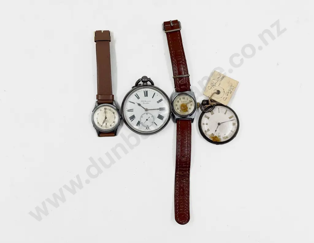 Two Pocket Watches & Two Wrist Watches Image 1++