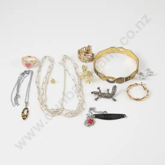 Pair S/S Cubic Zirconia Stud Earring with S/S Neck Chain and Assorted Costume Jewellery