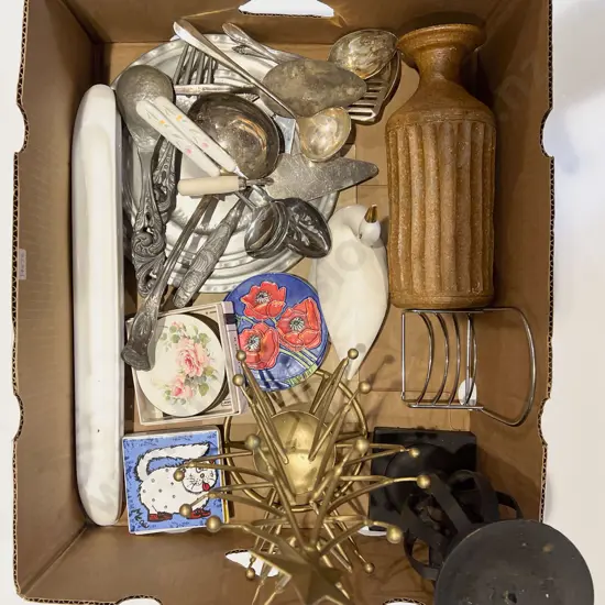 Box of Assorted Pewter and Decorative Homewares