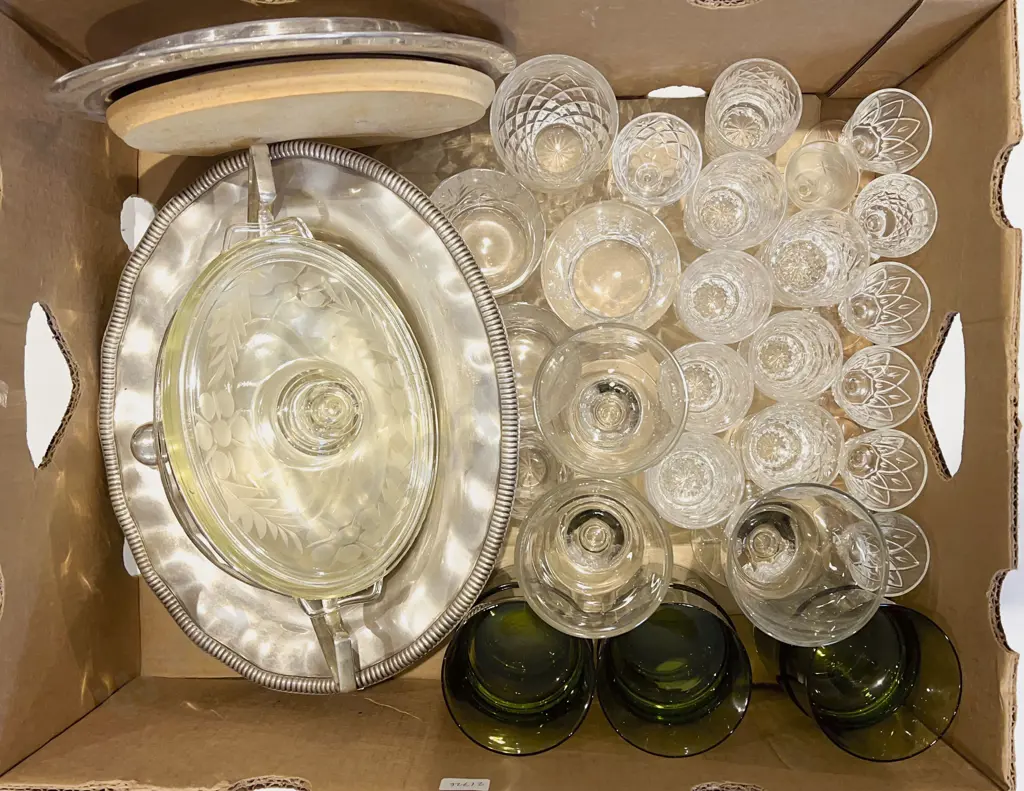 Box of Assorted S/P with Crystal and Glassware Image 1++