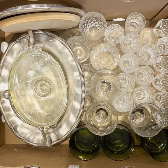 Box of Assorted S/P with Crystal and Glassware