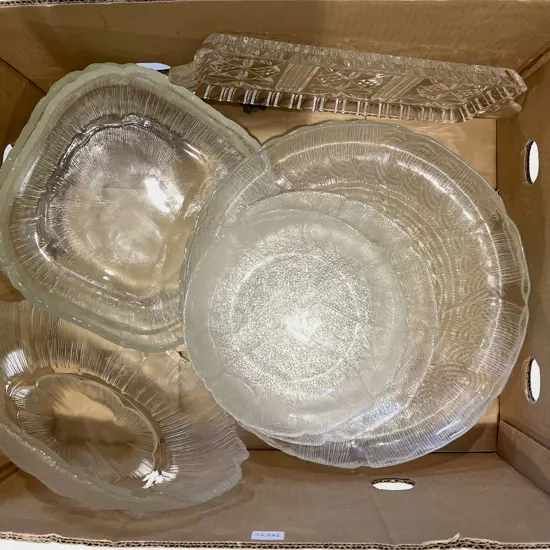 Box of Assorted Glass Servingware