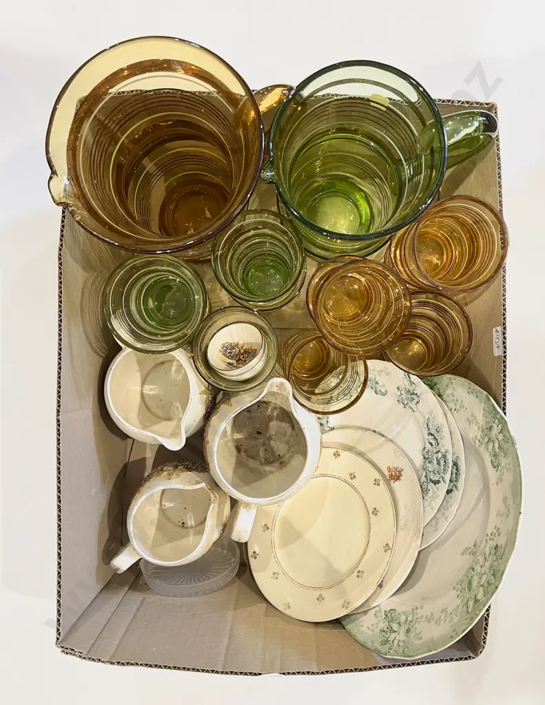 Two Glass Lemonade Sets and Assorted China Image 1++