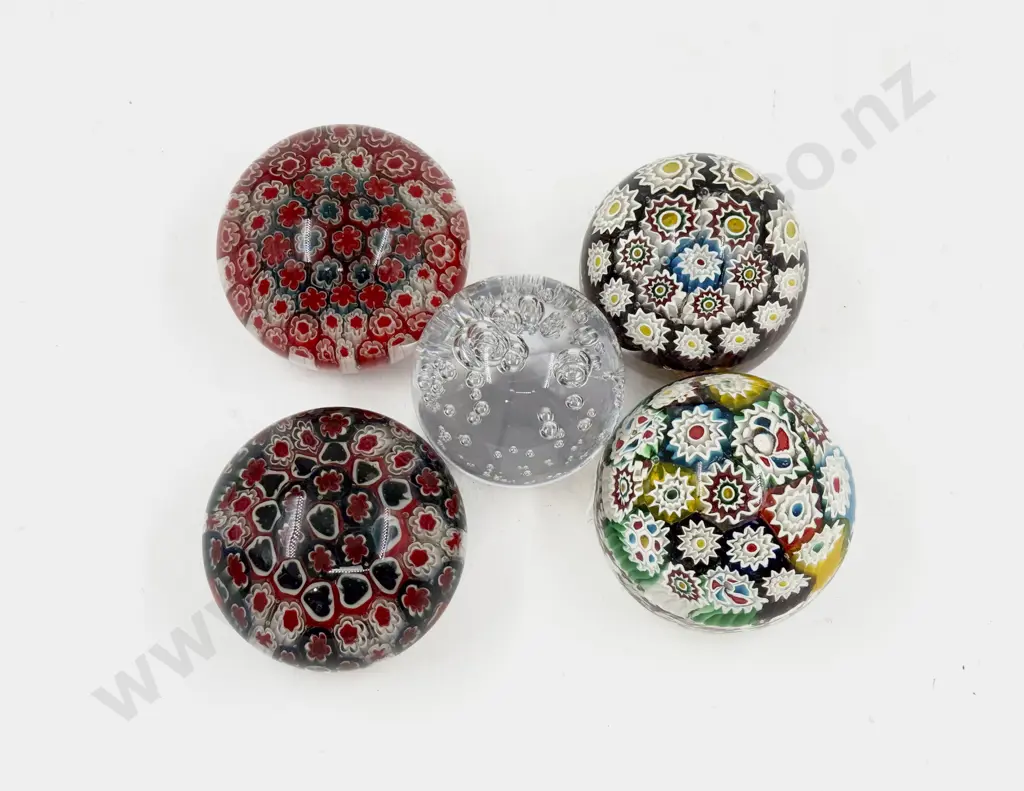 Five Assorted Art Glass Paperweights Image 1++