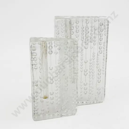 Graduated Pair of Art Glass Candle Holders