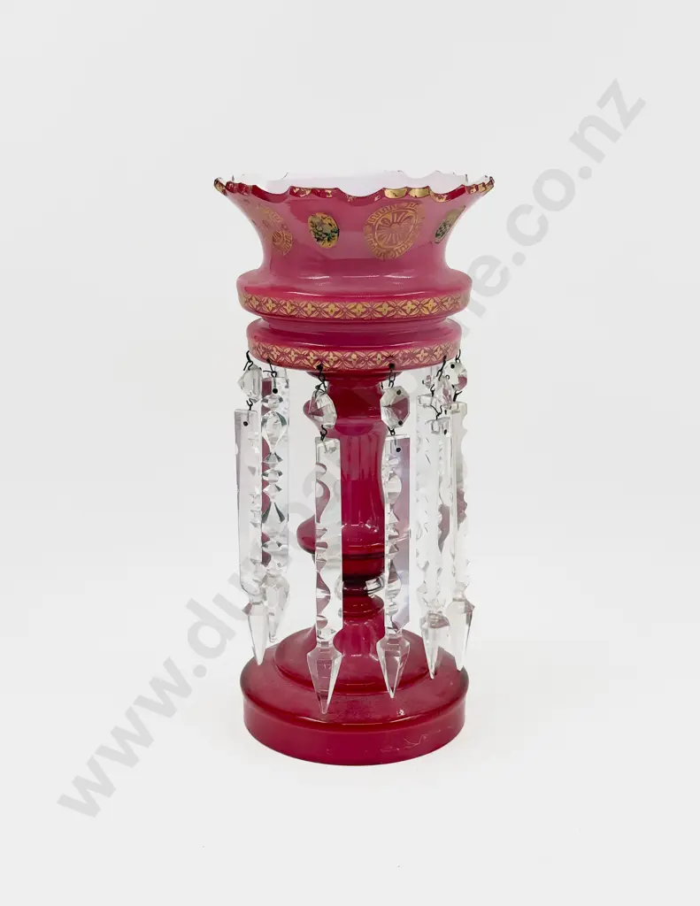 Vict Cranberry Glass Lustre Image 1++