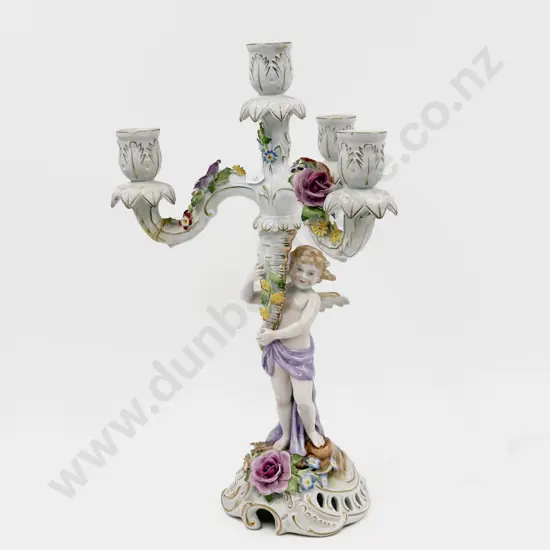 German Fancy China Figural Candelabra