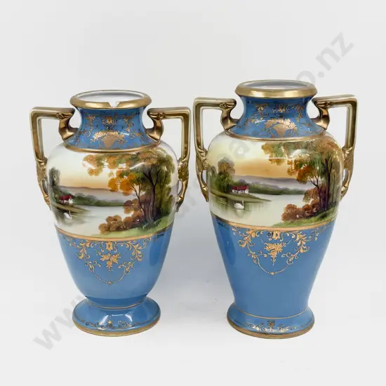 Pair of Japanese Mantle Vases (faults)