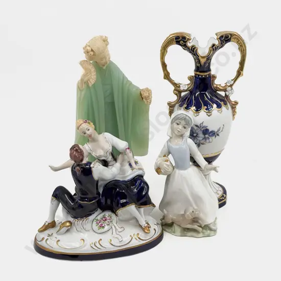 Royal Dux Vase with Assorted Figures