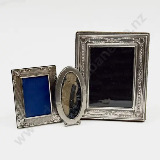 Silver Photo Frame together with Two Silverplated Photo Frames