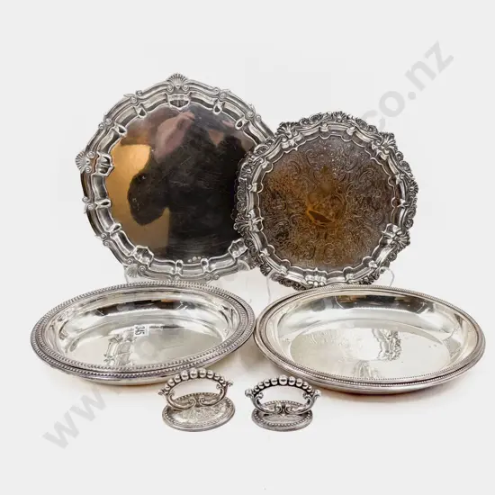 Two S/P Salvers and Two Plated Tureens