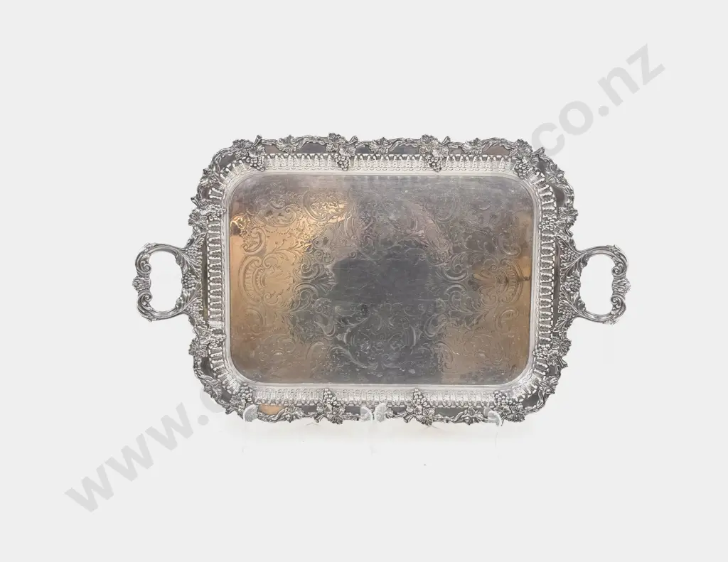 Ornate S/P Double Handled Tray Image 1++