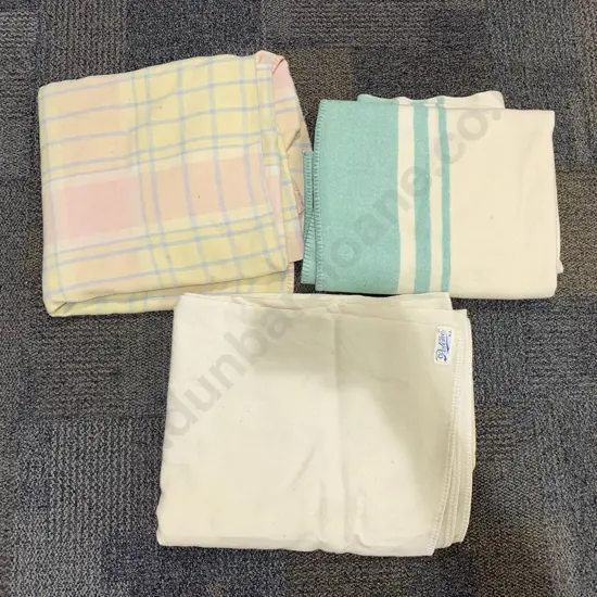Three Vintage Petone Hospital Woollen Blankets