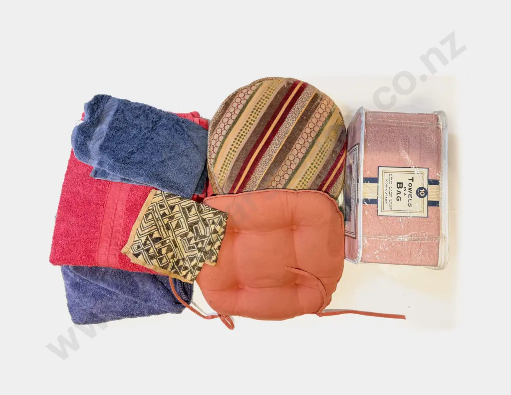 Qty of Assorted Seat Cushions and Towels Etc Image 1++